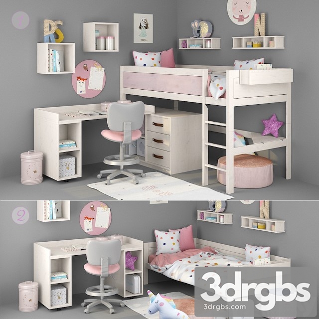 Bed Table Girls Lifetime 3dsmax Download - thumbnail 1