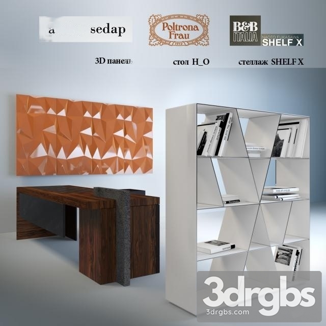 Table 3D Panel Bookshelf 3dsmax Download - thumbnail 1