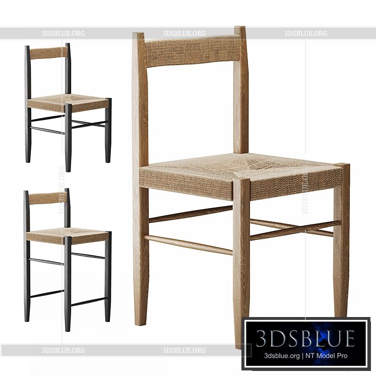 Zara home Ash wood chair and bar stool 3DS Max - thumbnail 3