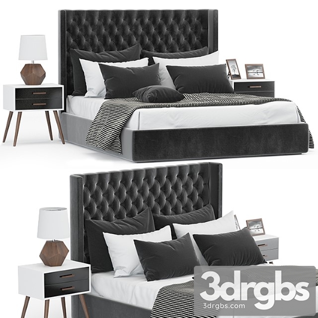 Dark chesterfield bed 2 3dsmax Download - thumbnail 1