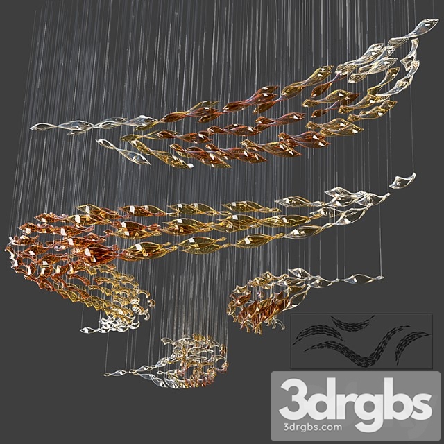 Glass Waves Chandelier S Shape 3dsmax Download - thumbnail 1