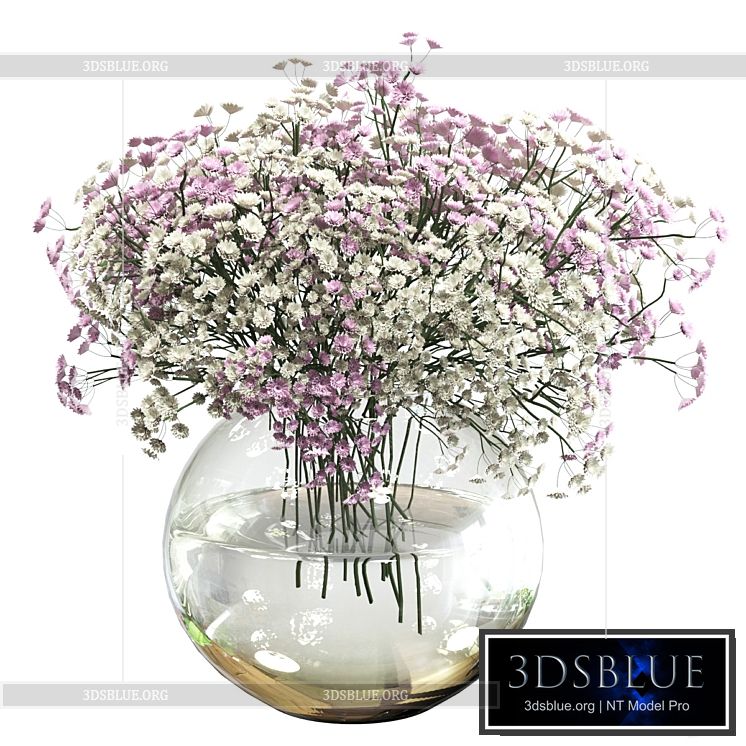 Bouquet of white and pink gypsophila 3DS Max - thumbnail 3