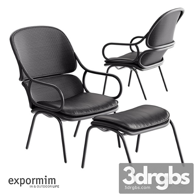 Expormim frames armchair with footstool 3dsmax Download - thumbnail 1