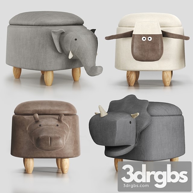 Hippo childrens storage stool 2 3dsmax Download - thumbnail 1