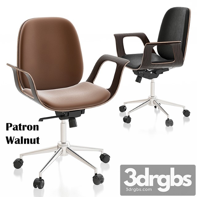Patron walnut office chair 2 3dsmax Download - thumbnail 1