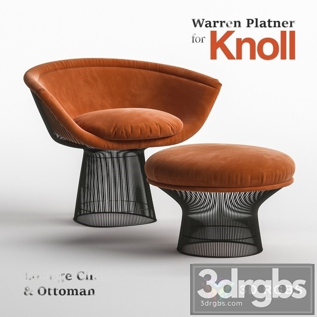 Warren Platner Lounge Armchair Ottoman for Knoll 3dsmax Download - thumbnail 1