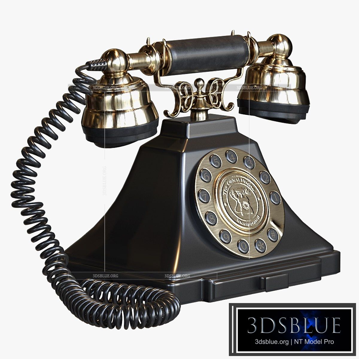Classic Vintage Telephone with push button dial 3DS Max - thumbnail 3