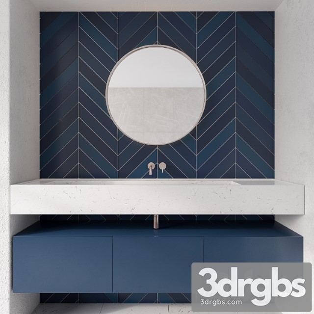 Bathroom Furniture Blue Tile 3dsmax Download - thumbnail 1