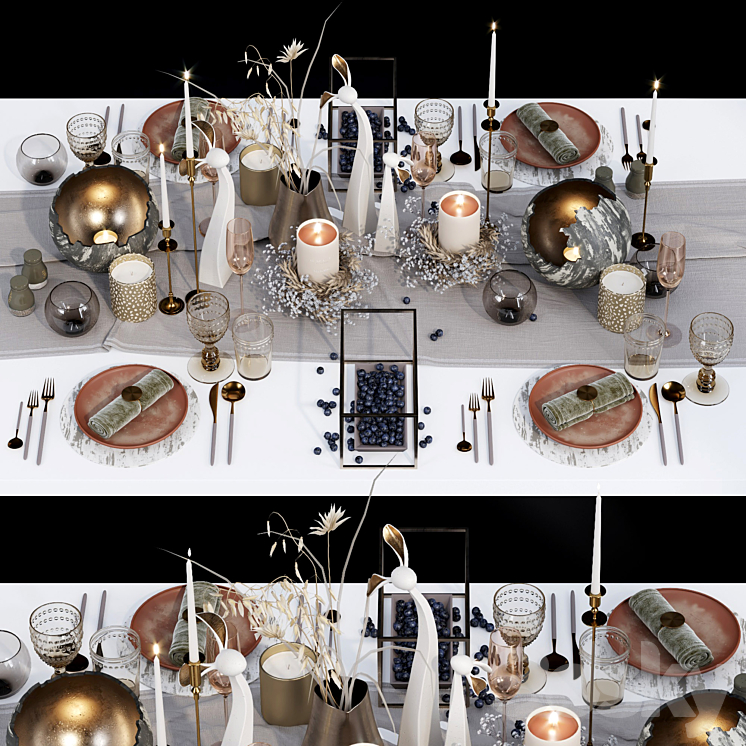 Luxury table setting _ wreath 3DS Max - thumbnail 3