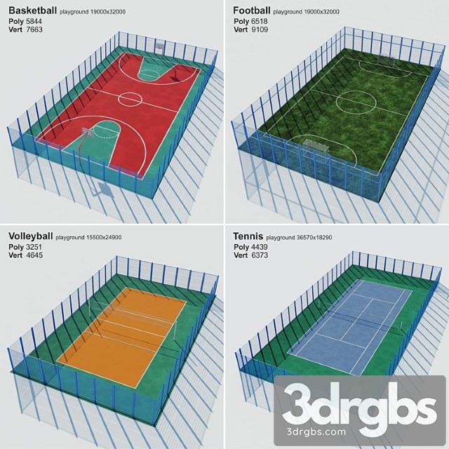A set of sports fields set sport playground 3dsmax Download - thumbnail 1