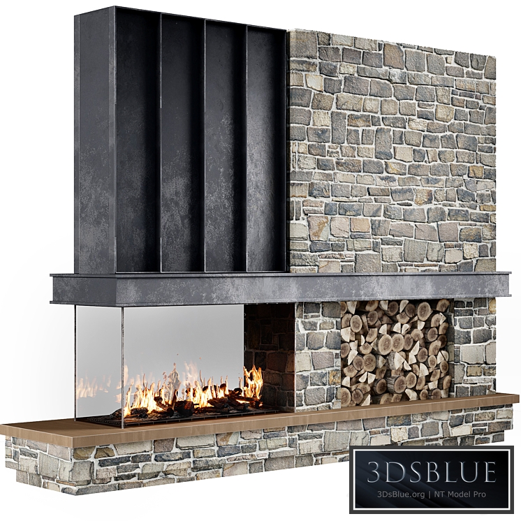 Fireplace modern 79 3DS Max - thumbnail 3