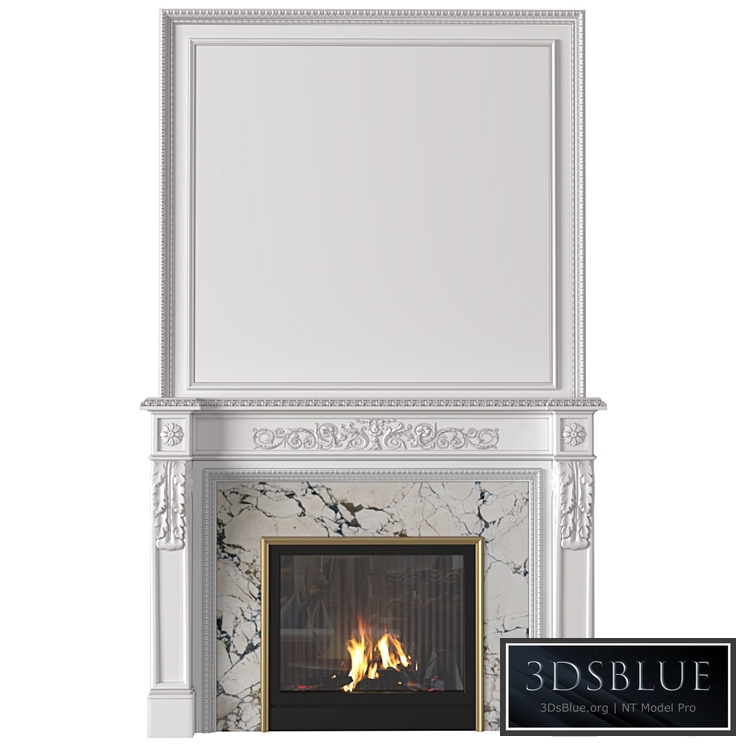 White Fireplace in a classic style. Fireplace in classic style 3DS Max - thumbnail 3