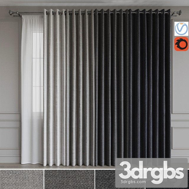 A set of curtains on the rings 19. gray gamma 3dsmax Download - thumbnail 1