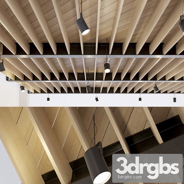 Wooden ceiling on metal beams. 24 3dsmax Download - thumbnail 1