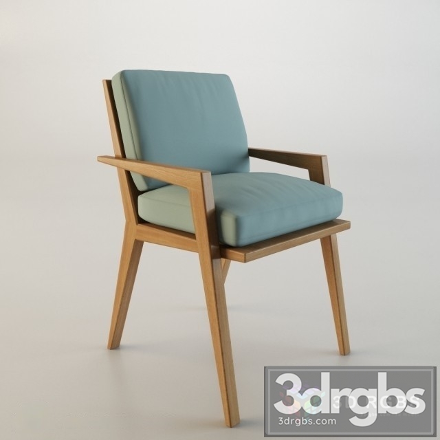 Modern Armrest Wood Chair 3dsmax Download - thumbnail 1