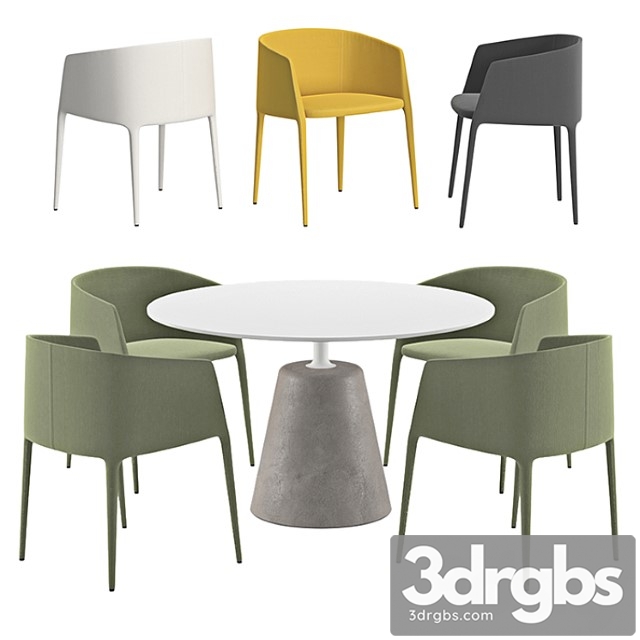 Mdf Italia Achille Armchair And Rock Table 2 3dsmax Download - thumbnail 1