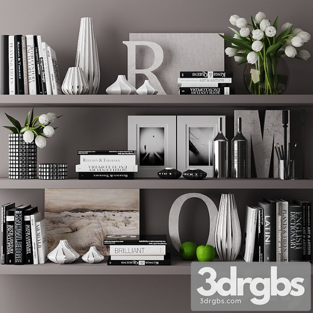 Decorative set with books 03 3dsmax Download - thumbnail 1