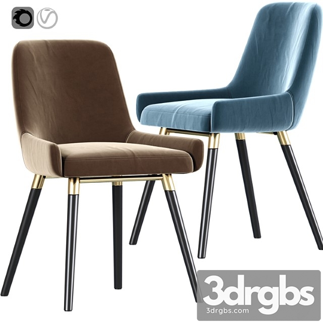 Ade modern gray fabric dining chairs 2 3dsmax Download - thumbnail 1