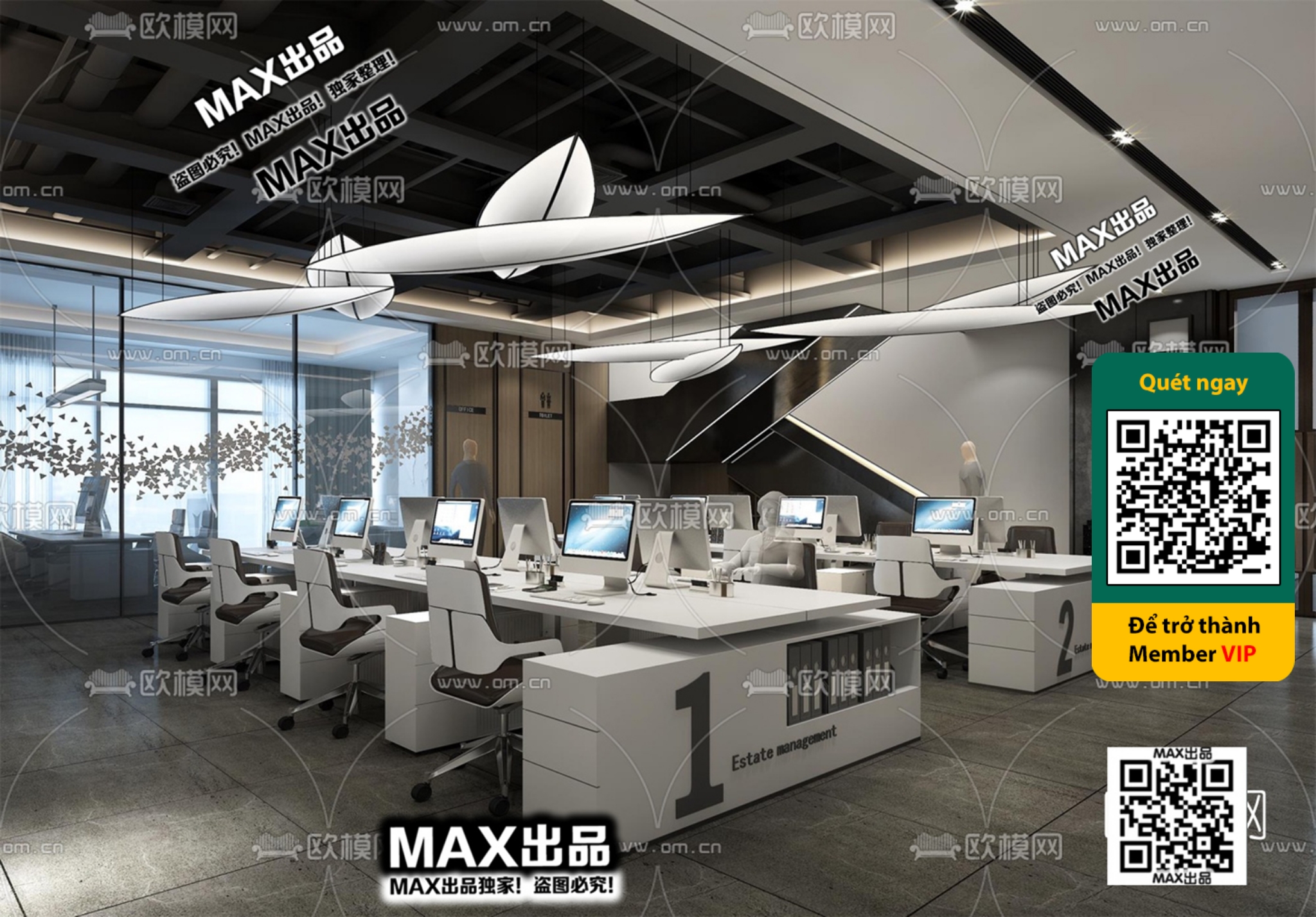 OFFICE SPACE – VRAY / CORONA – 3D MODEL – 4805 - thumbnail 1