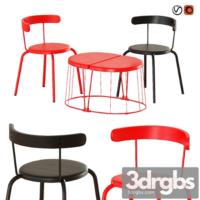 Ikea tranarö table and yngvar chairs 2 3dsmax Download - thumbnail 1