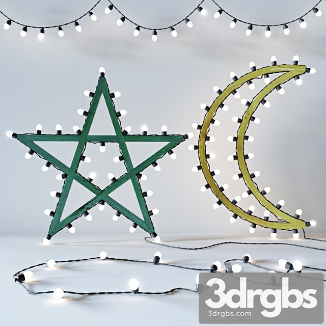 Decorative set Star moon lights 3dsmax Download - thumbnail 1