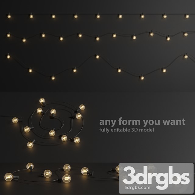 Editable garland lights set 1 3dsmax Download