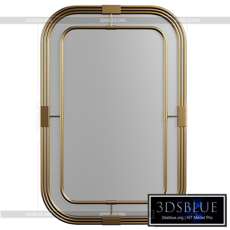 28W x 42H Rectangle Metal Piping Mirror 3DS Max - thumbnail 3
