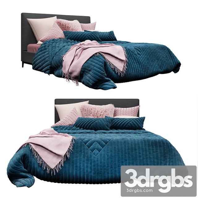 Minotti andersen bed and adairs bedding 2 3dsmax Download - thumbnail 1
