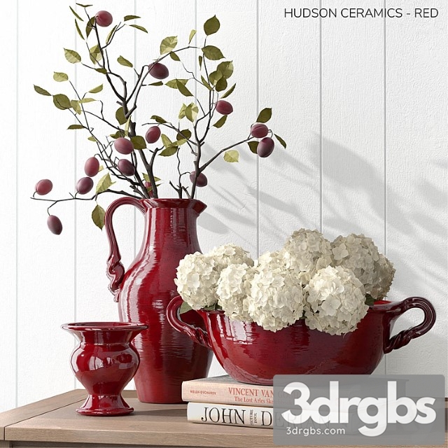 Decorative set Pottery barn hudson ceramics – red 3dsmax Download - thumbnail 1