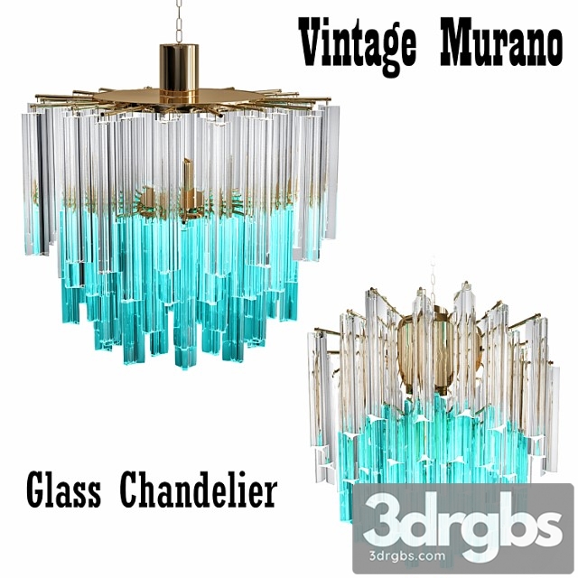 1960s vintage murano glass chandelier turquoise glass 3dsmax Download