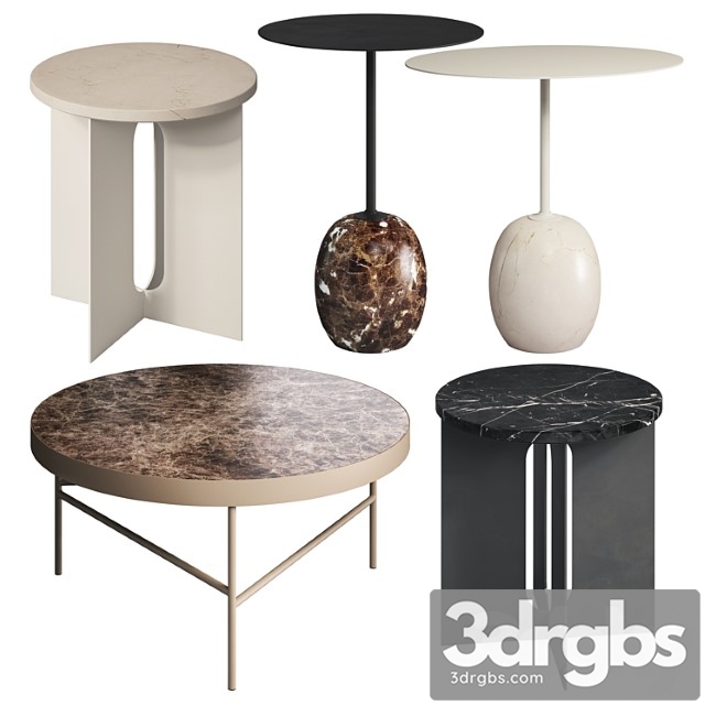 Marble side tables set 1 2 3dsmax Download - thumbnail 1