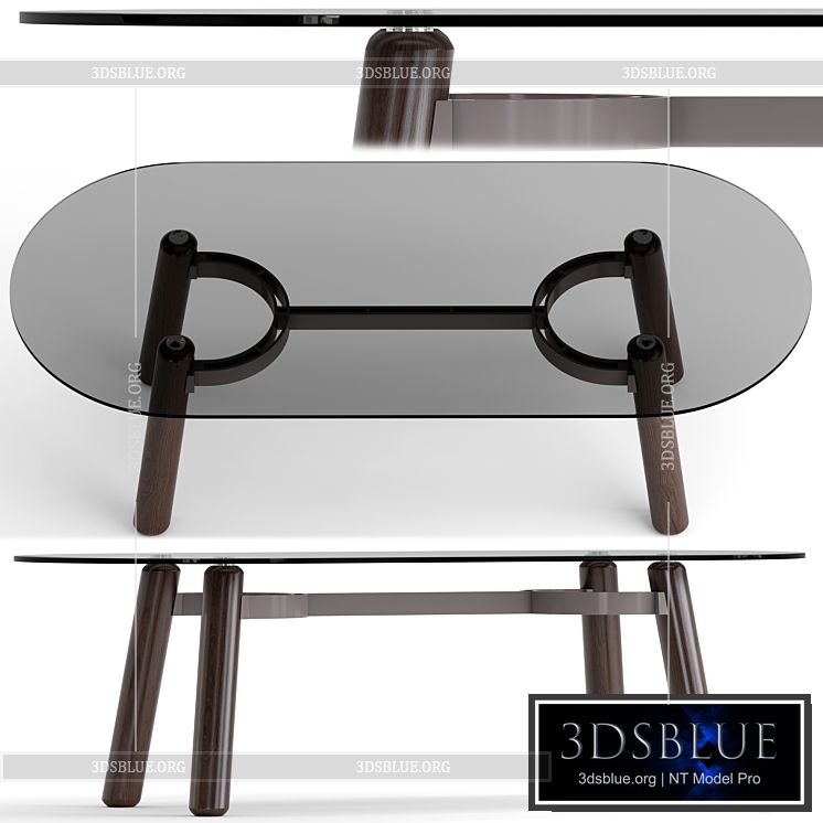 ARCO_wood and glass dining table 3DS Max - thumbnail 3