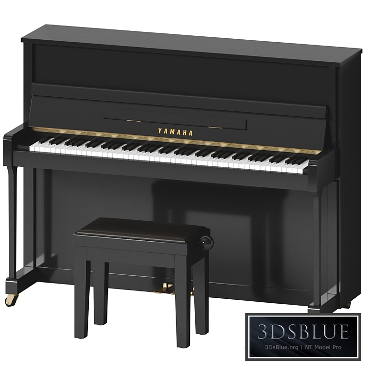 Yamaha b2 PE piano with bench 3DS Max - thumbnail 3