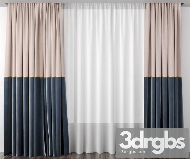Curtains Baked Milk and Gray Blue 3dsmax Download - thumbnail 1