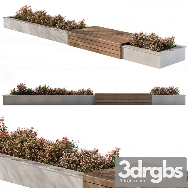 Urban Bench With Flowers Set 40 3dsmax Download - thumbnail 1