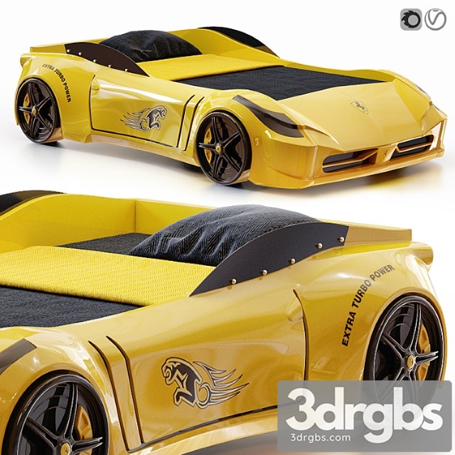 Racing Ferrari Car Bed Model For Kids 3dsmax Download - thumbnail 1