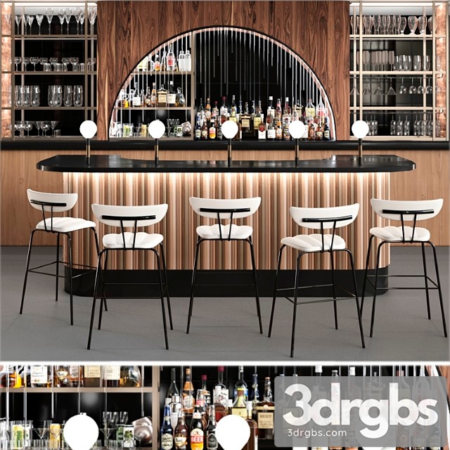Pub in classic style with a collection of strong alcohol. alcohol 3dsmax Download