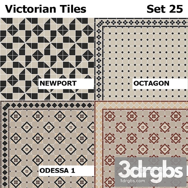 Topcer Victorian Tiles Set 25 3dsmax Download - thumbnail 1