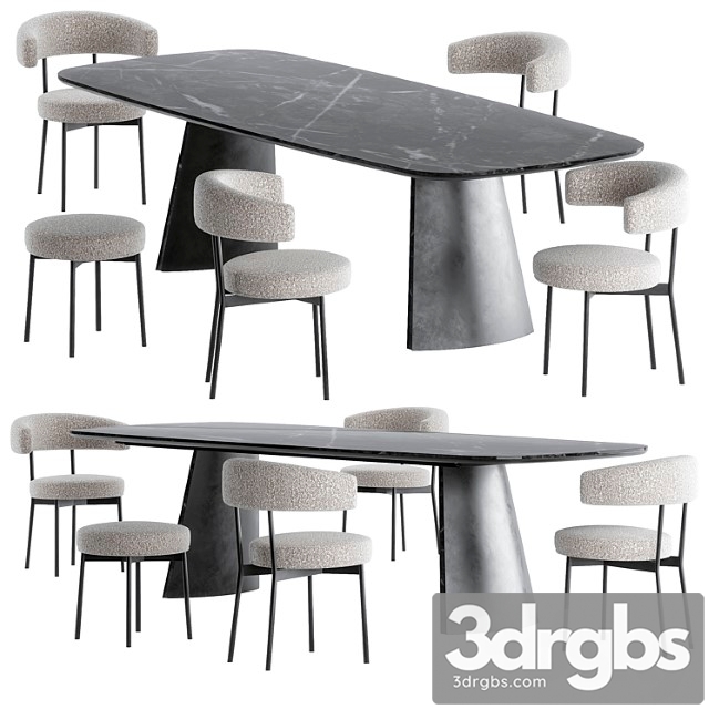 Neuilly Chair Torii Table Set By Bonaldo 3dsmax Download - thumbnail 1