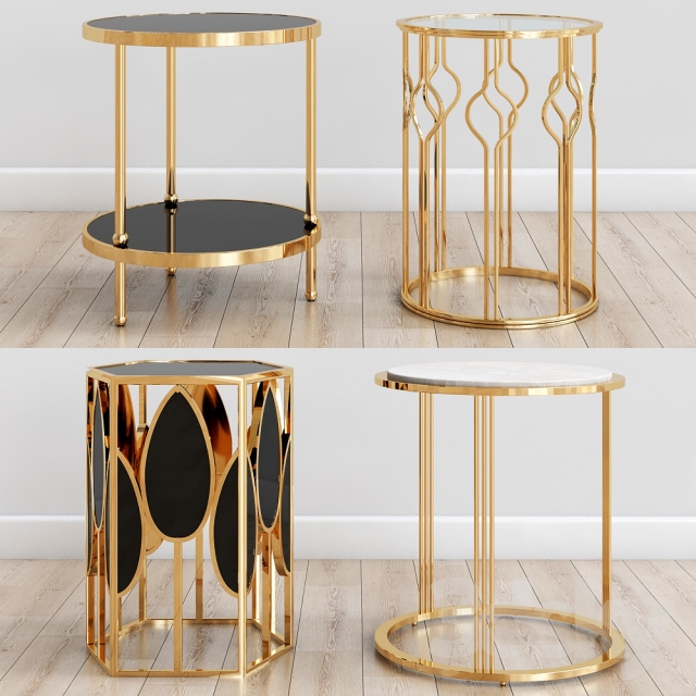 Gold side tables 3DS Max - thumbnail 3