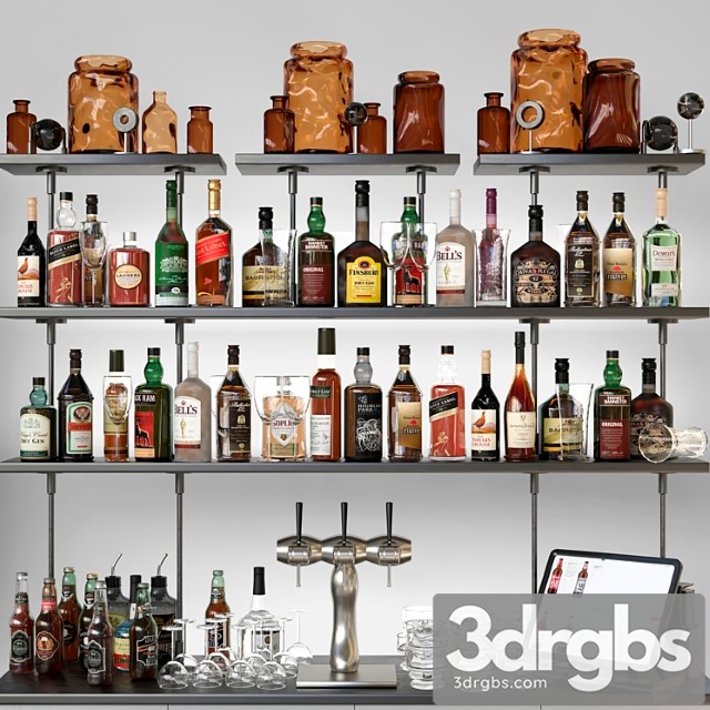 Bar counter with strong alcohol alcohol 12 3dsmax Download - thumbnail 1