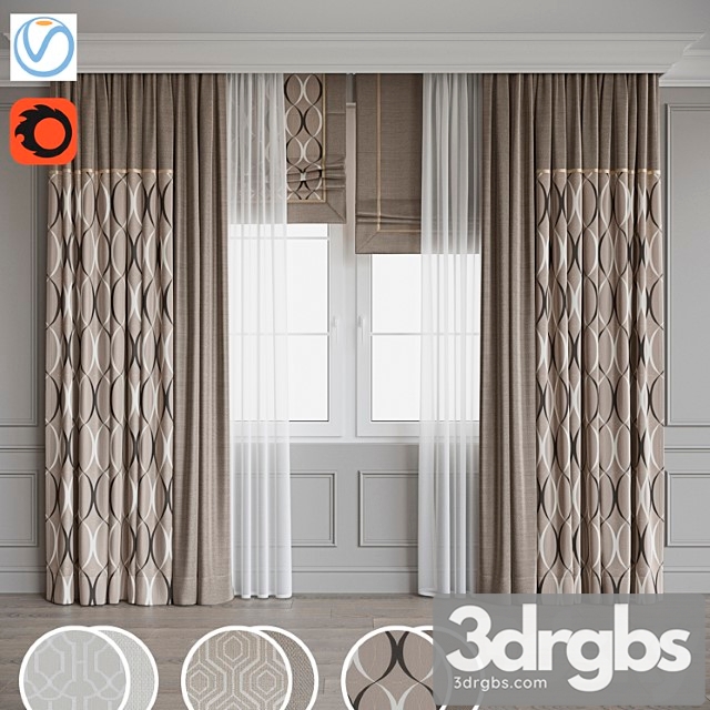 Set of curtains 98 3dsmax Download - thumbnail 1