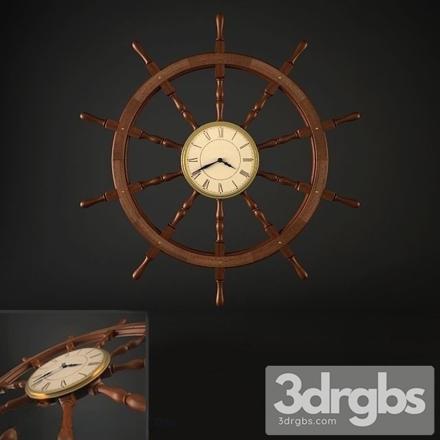 Ship Steering Wheel Wall Clock 3dsmax Download - thumbnail 1