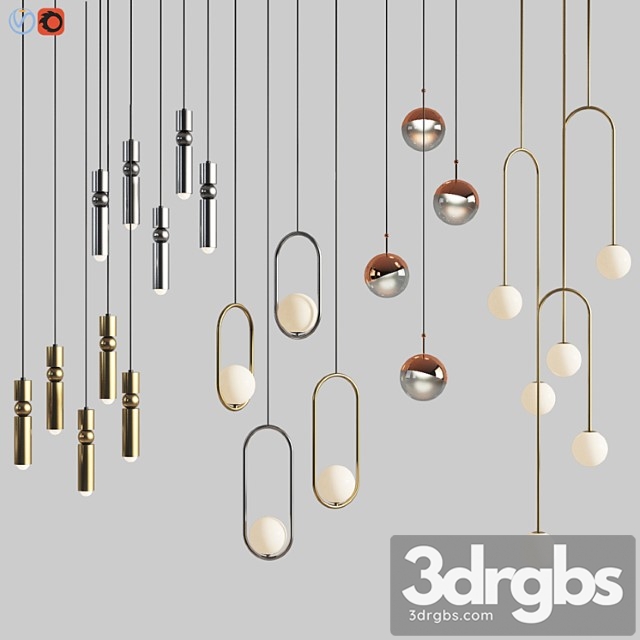 Four Hanging Light Set 01 3dsmax Download
