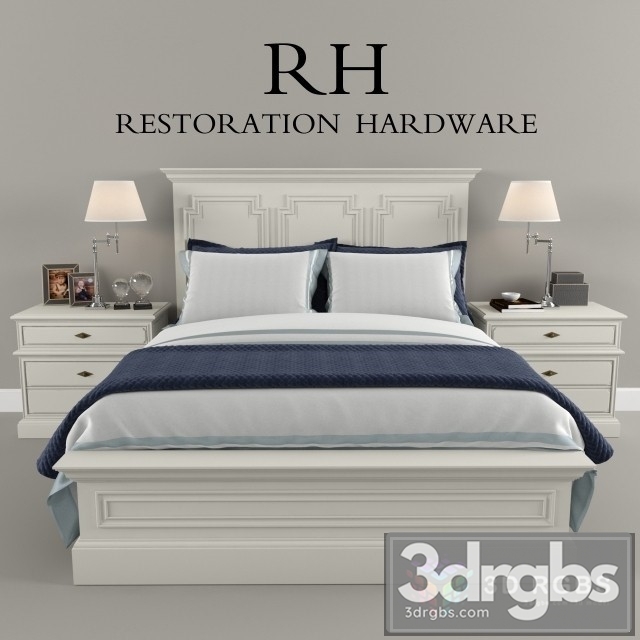 RH Neoclassic Bed 3dsmax Download - thumbnail 1