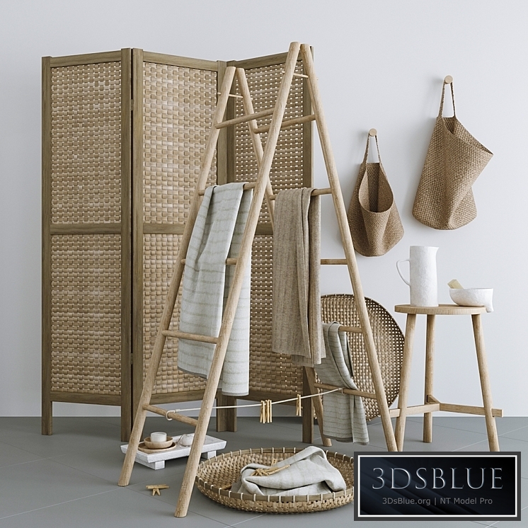 Set with Folding screen baskets and decorative stairs 3DS Max - thumbnail 3
