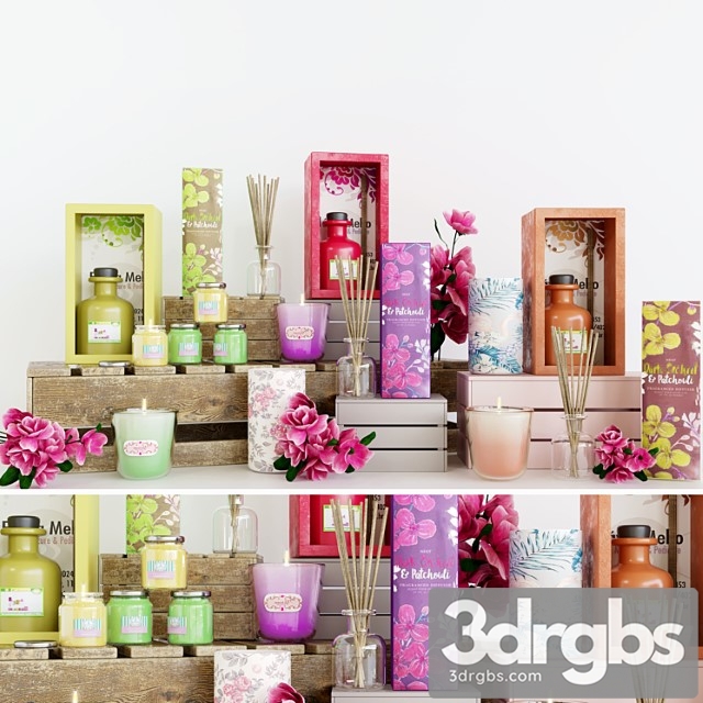 Decorative set A set of fragrances for the apartment. aroma stick 3dsmax Download - thumbnail 1