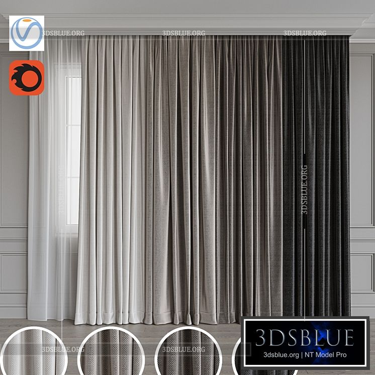 Set of curtains 105 3DS Max - thumbnail 3
