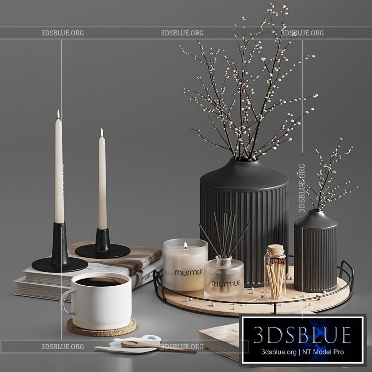 Decorative set 01 With Murmur candle and diffuser 3DS Max - thumbnail 3