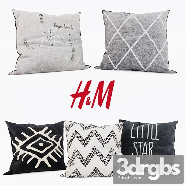 H M Home Decorative Pillows Set 9 3dsmax Download - thumbnail 1